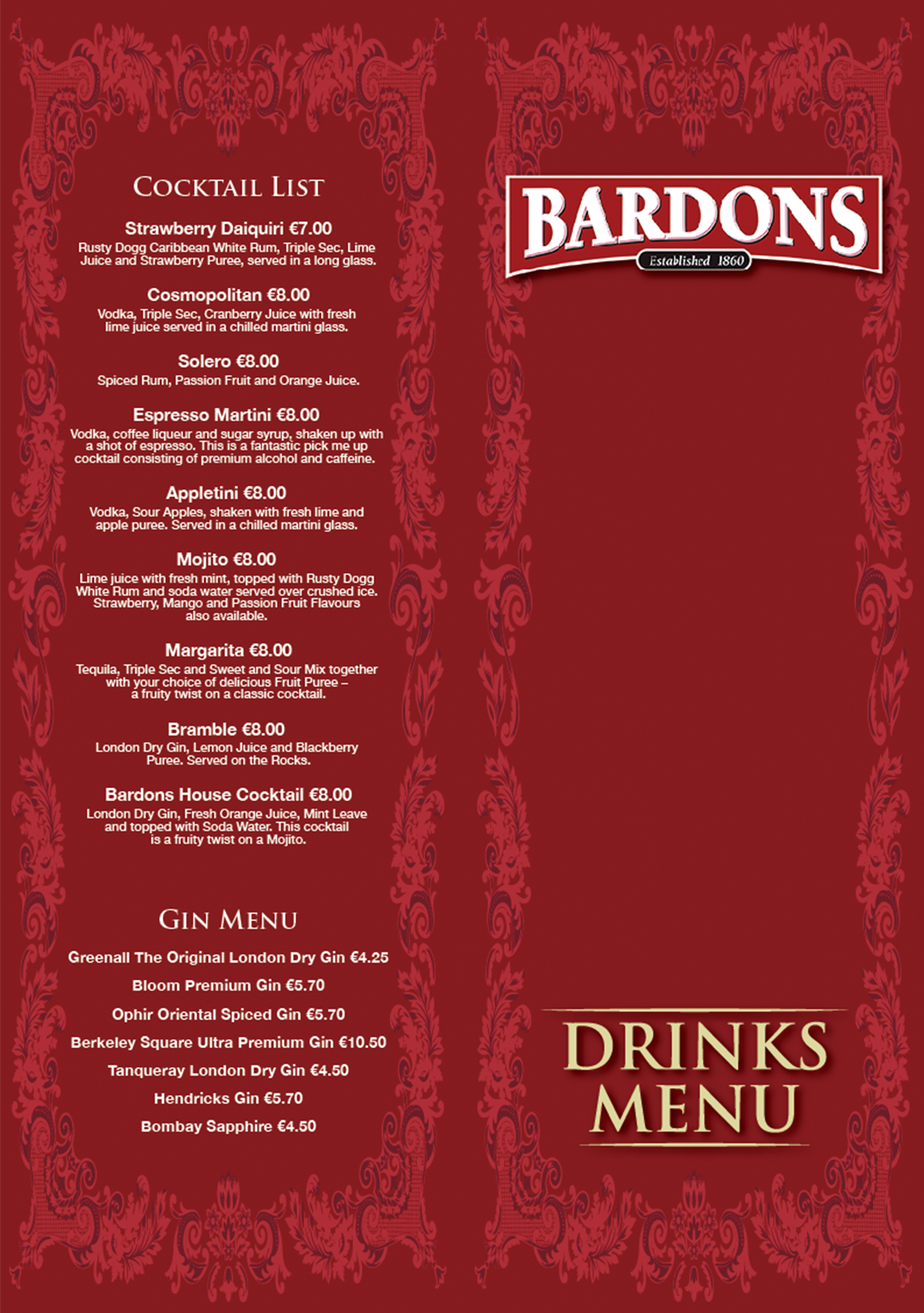 bardons cocktail and wines